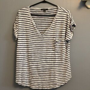 #155 Parkhurst Navy and White Striped V-Neck Tee